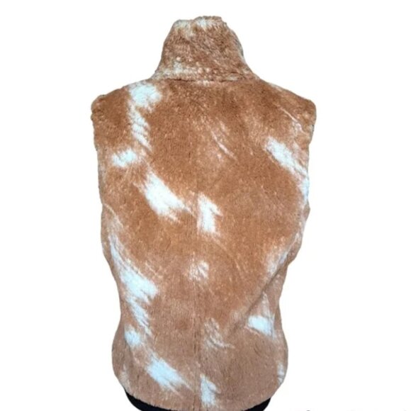 Ariat Reversible Cream & Tan Vest Sleeveless Faux Fur Vest M - Picture 4 of 9
